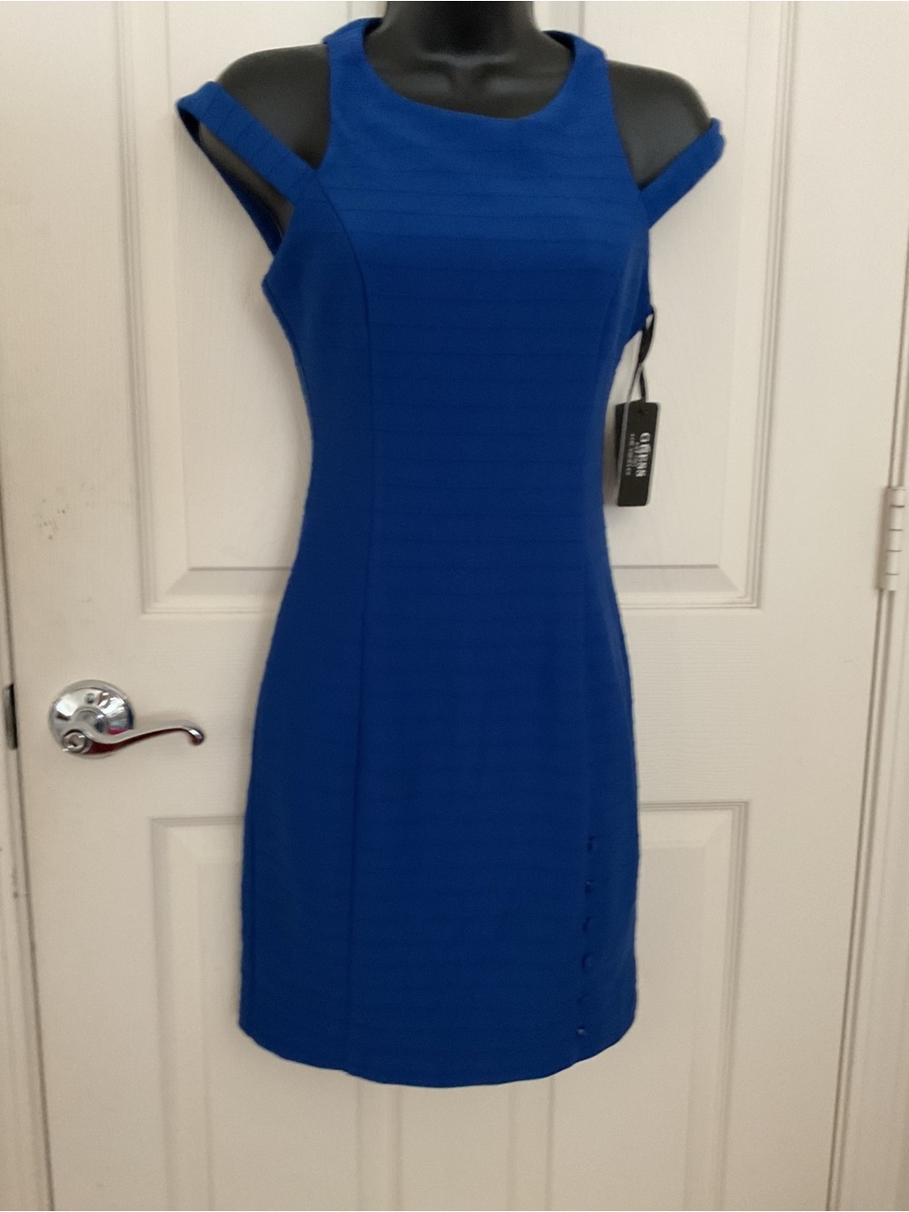 GUESS Cobalt Blue Ribbed Button-Front Dress